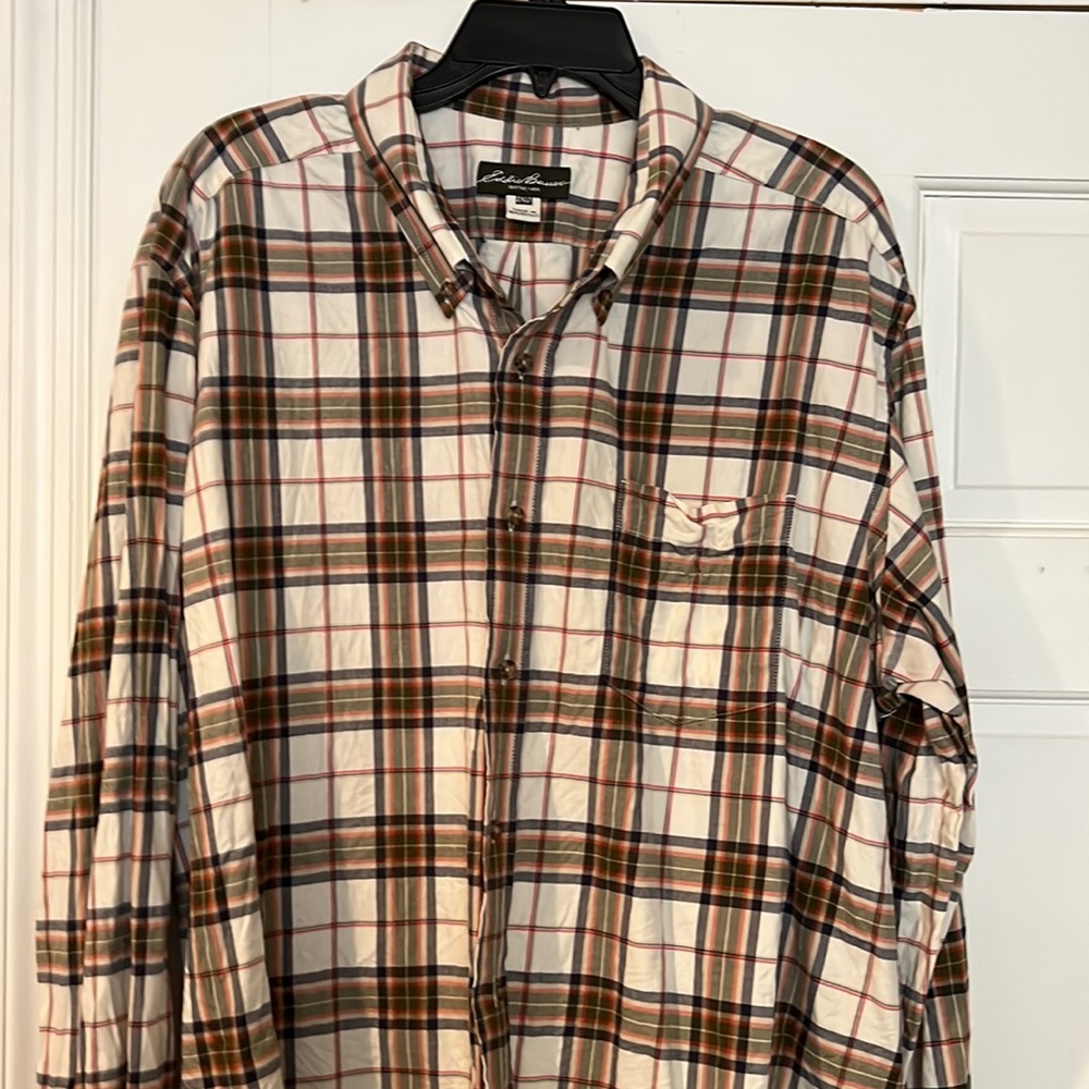 Eddie Bauer 2XLT twill plaid shirt in EUC vintage